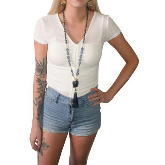 Kevia Vie Boheme Necklace Beads Pendant Statement Geode Tassel New - Picture 2 of 6